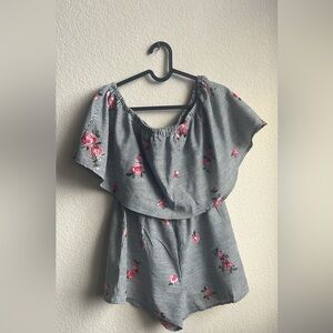 Sadie and Sage cotton romper with embroidery flowers